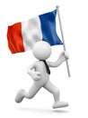 3d man running with french flag