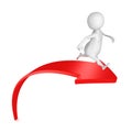 3d man running on red rising up arrow Royalty Free Stock Photo