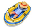 3D Man in shorts sleeping on an inflatable boat Royalty Free Stock Photo