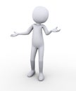 3d man with shrug shoulder i dont know pose gesture Royalty Free Stock Photo