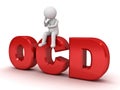 3d man sitting on red ocd text or Obsessive compulsive disorder