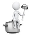3D man sitting on saucepan Royalty Free Stock Photo