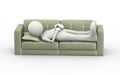 3d man sleeping on couch Royalty Free Stock Photo