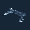 3d Man Slipping and Falling. Silhouette of a Man Fallen Down. 3D Model of Man.