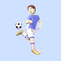 3D man soccer player rendered illustration isolated on the blue background