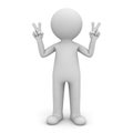 3d man standing and showing victory hands sign gesture isolated over white background Royalty Free Stock Photo