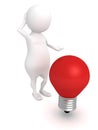 3d man think idea red light concept bulb Royalty Free Stock Photo