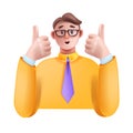 3D man thumbs up vector illustration, happy cartoon male character, smiling confident positive face.