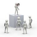 3d man on top with megaphone shouting Royalty Free Stock Photo