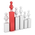 3d man on the top of success bar chart. achievement career concept Royalty Free Stock Photo