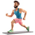 3d man trains on the mat. 3d illustration render isolated transparent. Bearded sportsman doing dynamic warm-up exercises Royalty Free Stock Photo