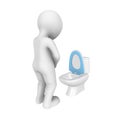 3d man urinates in a toilet bowl.