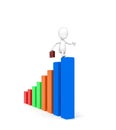 3d man walking through a higher statics level graph concept
