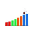 3d man walking through a higher statics level graph concept
