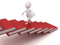 3d man walking up on the stairs of books ladder