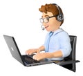 3D Man working in a call center Royalty Free Stock Photo