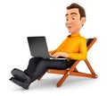 3d man working on vacation Royalty Free Stock Photo