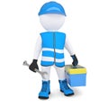 3d man with wrench and tool box Royalty Free Stock Photo