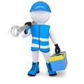 3d man with wrench and tool box Royalty Free Stock Photo