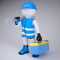 3d man with wrench and tool box Royalty Free Stock Photo