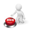 3d man with WWW ( World Wide Web ) button Royalty Free Stock Photo