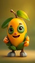 3D mango fruit cartoon character illustration ai generated