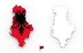 3D map of albania white silhouette and flag