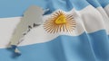 3d map and flag of Argentina