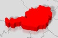 Austria - political map, red country shape, borders