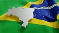 3d map and flag of Brazil