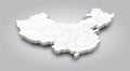 3D Map of China and province with shadow on gradient gray color background . Perspective view . Vector Royalty Free Stock Photo