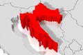 Croatia - political map, red country shape, borders