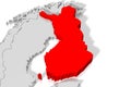 Finland - political map, red country shape, borders