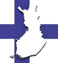 3D map of Finland on the national flag