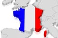 3D map, flag - France Royalty Free Stock Photo