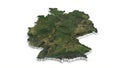 A 3D map of Germany. Map of Germany land border with flag. Germany map on white background. 3d rende