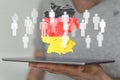 A 3D map of Germany. Map of Germany land border with flag. Germany map on white background. 3d rende