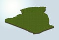 3D map green of Algeria on White background