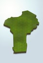 3D map green of Benin on White background