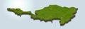 3D map green of Sint Maarten on white background