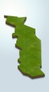 3D map green of Togo on white background