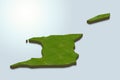 3D map green of Trinidad And Tobago on White background