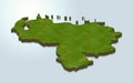 3D map green of Venezuela on White background