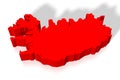 Iceland - political map, red country shape, borders