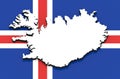 3D map of Iceland on the national flag