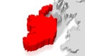 Ireland - political map, red country shape, borders Royalty Free Stock Photo