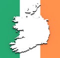 3D map of Ireland on the national flag