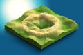 3d map isometric with crater