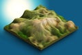3d map isometric of mountain with a rarefied vegetation Royalty Free Stock Photo