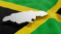 3d map and flag of Jamaica